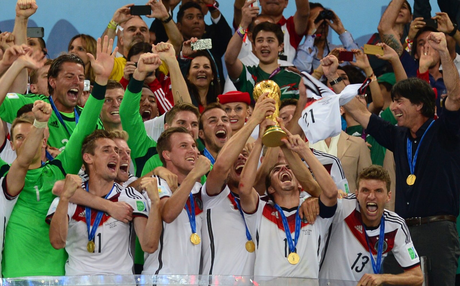 Germany players celebrate 2014 FIFA World Cup win
