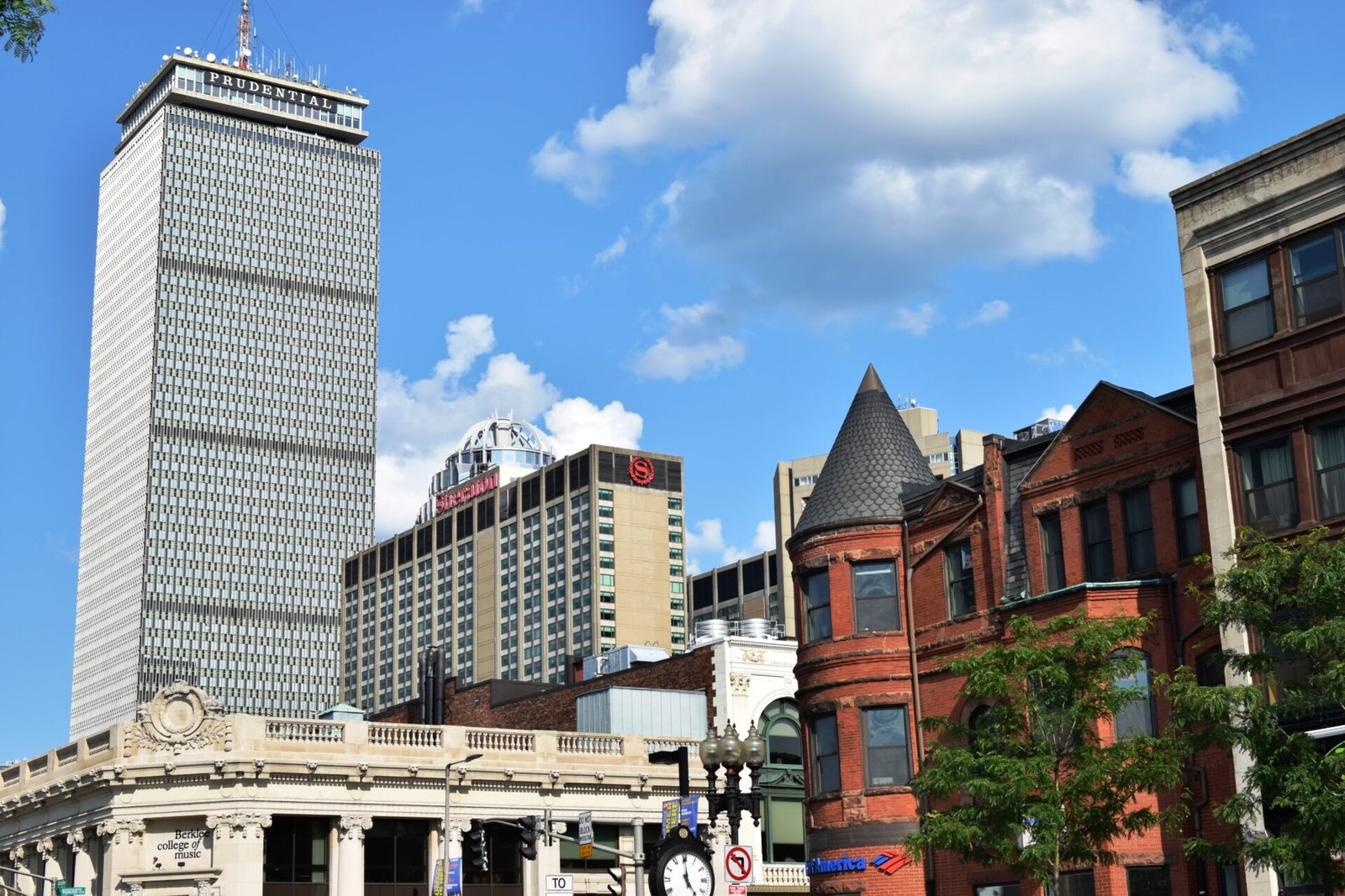 Boston Massachusetts skyline with Prudential Tower, host city for World Cup 2026
