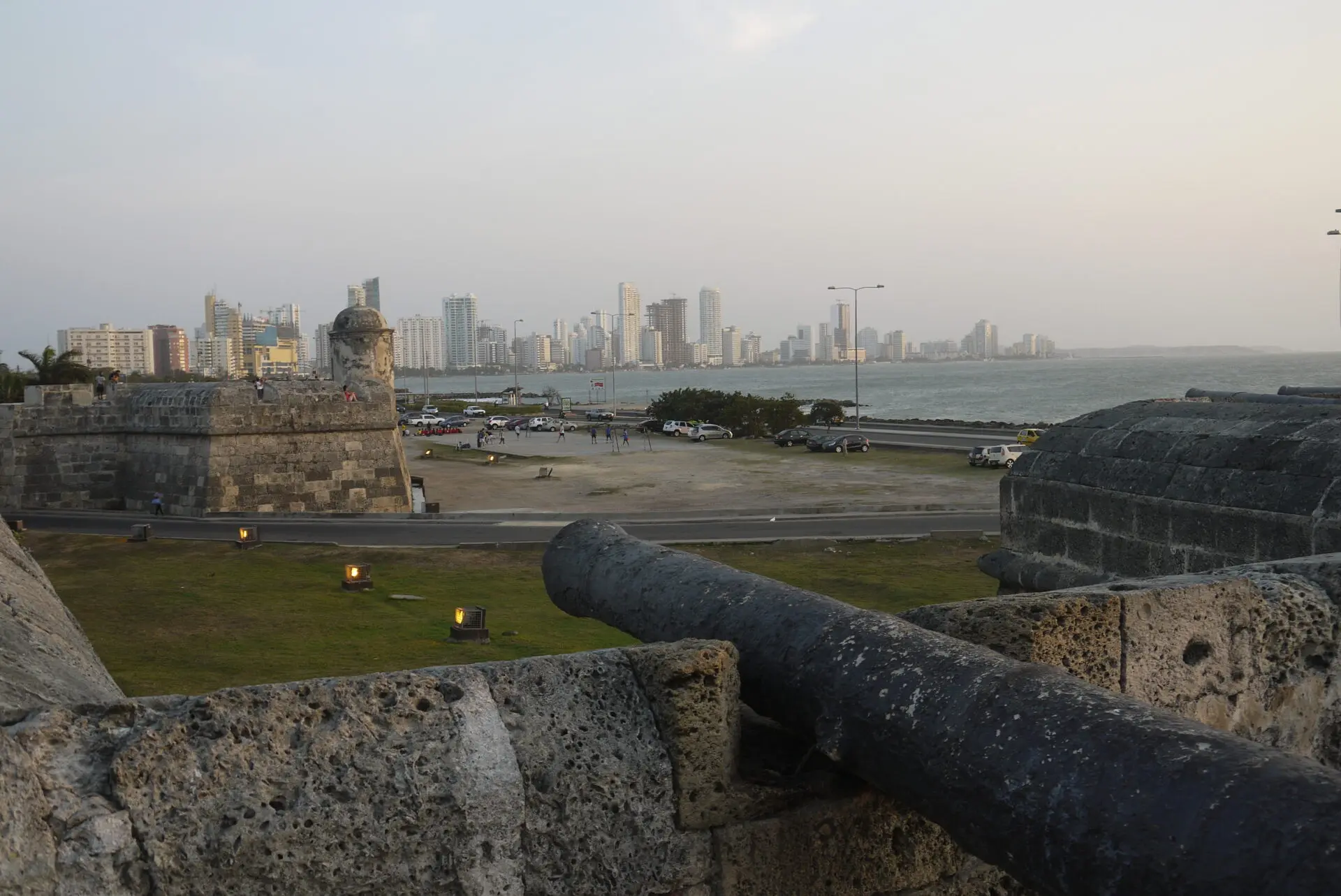 Cartagena Colombia historic walled city skyline from the city walls