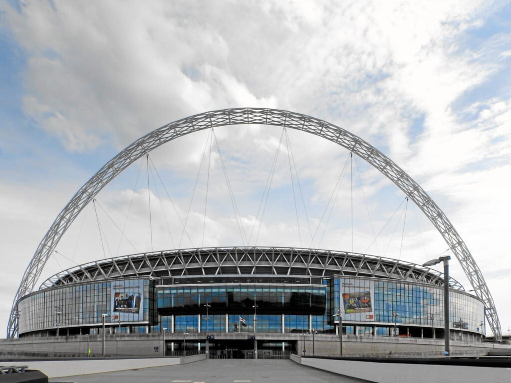 Wembley Stadium exterior London 2013, representing European football fans for World Cup 2026 ESTA guide
