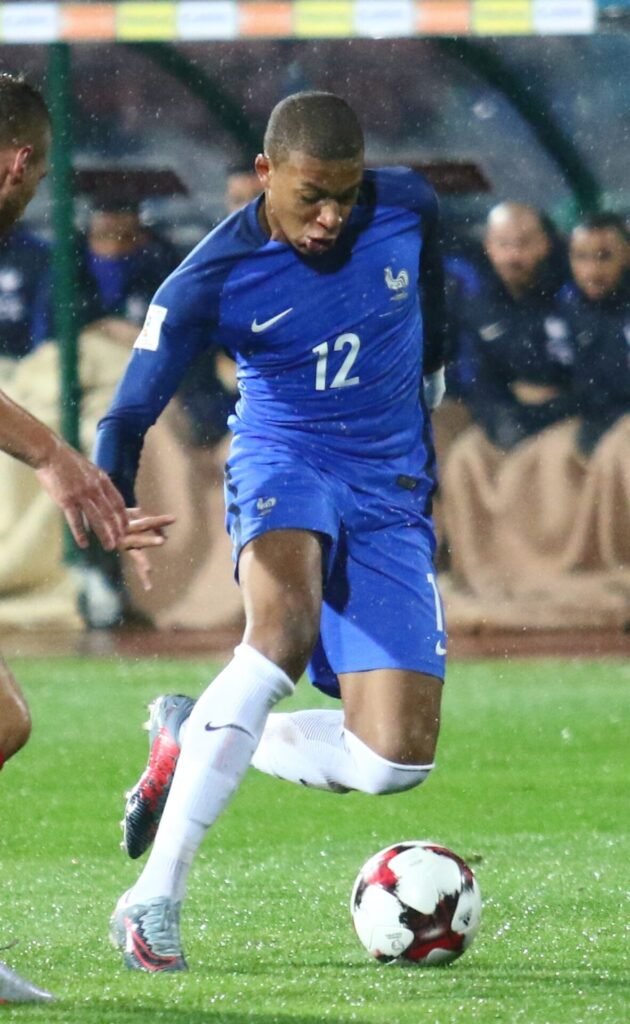 Kylian Mbappe in action for France at the FIFA World Cup