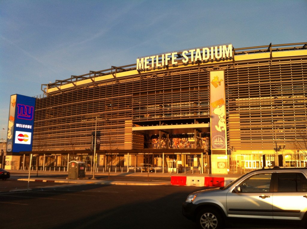 MetLife Stadium exterior in East Rutherford New Jersey, host of the World Cup 2026 final