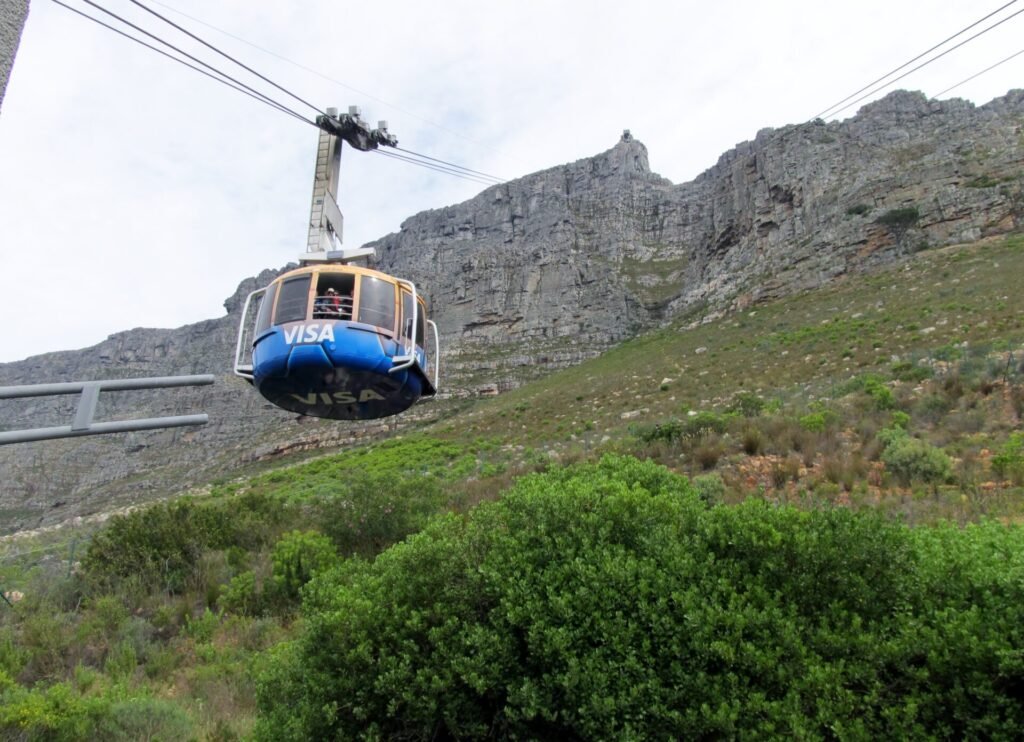 Table Mountain at sunset Cape Town South Africa with people waiting